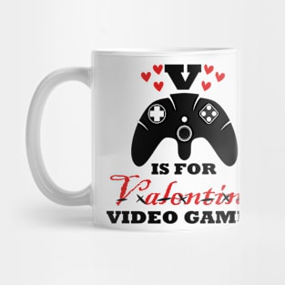 V Is For Video Games Funny Valentines Day Gamer Boy Mug